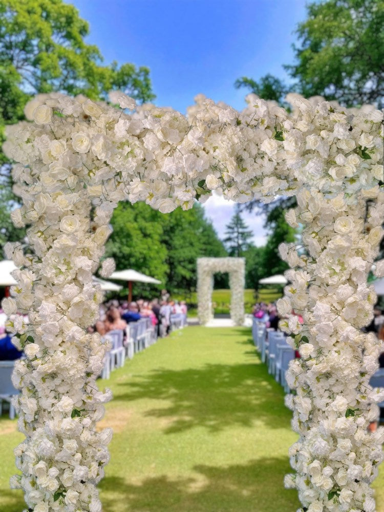 White & Off-White Flower Arch Hire | 2.4m×2.4mEntrance Archway