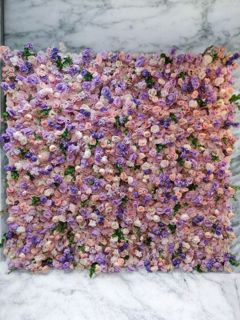 Vibrant Purple & Pink Mixed Flower Wall | 2.4m x 2.4m Backdrop Hire