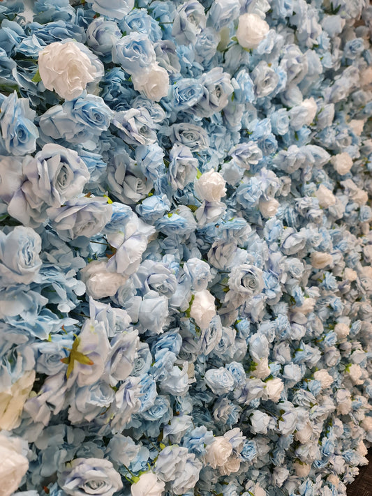 Elegant Blue Flower Wall | 2.4m x 2.4m Backdrop Hire