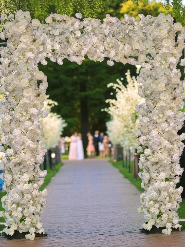 White & Off-White Flower Arch Hire | 2.4m×2.4mEntrance Archway