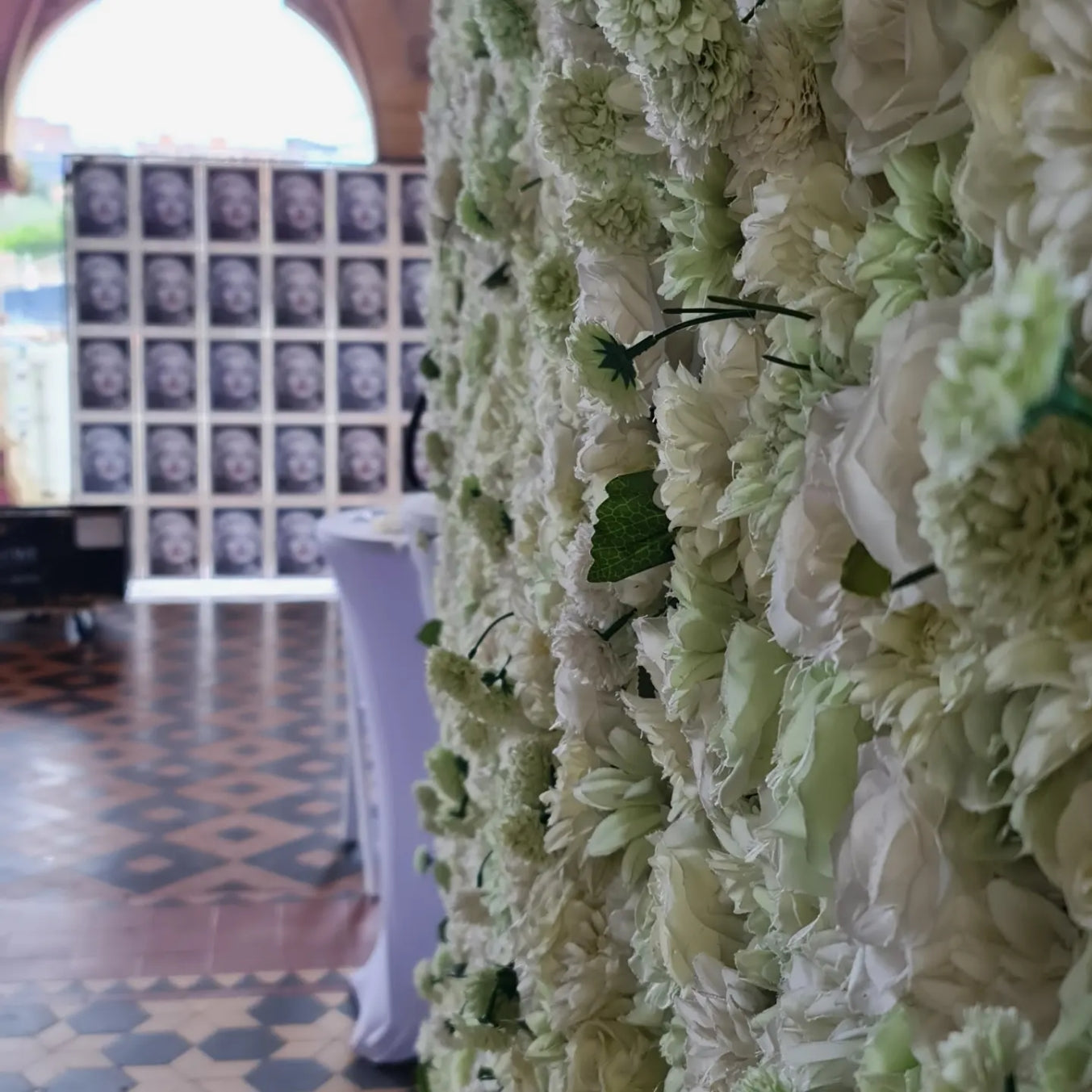Light Green Flower Wall | 2m x 2m Fresh Backdrop Hire