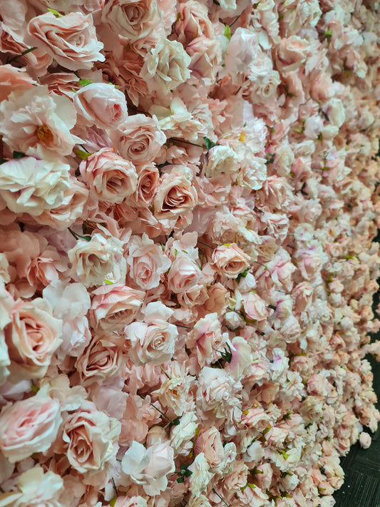 Light Pink Flower Wall | 2.4m x 2.4m Romantic Backdrop Hire