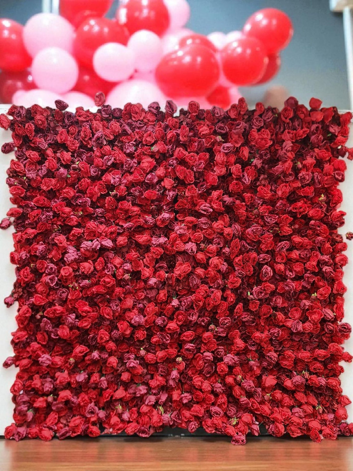 Luxury Red Rose Flower Wall 2.4m x 2.4m for Sydney wedding reception and event backdrop styling, product photo 9