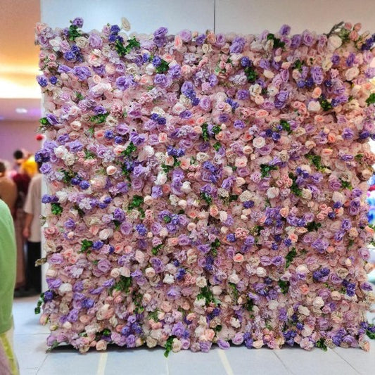 Vibrant Purple & Pink Mixed Flower Wall | 2.4m x 2.4m Backdrop Hire