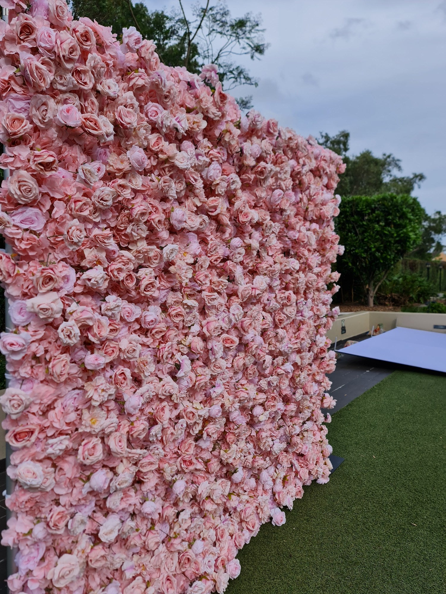 Luxury pink flower wall Sydney wedding and event backdrop 2.4 x 2.4m