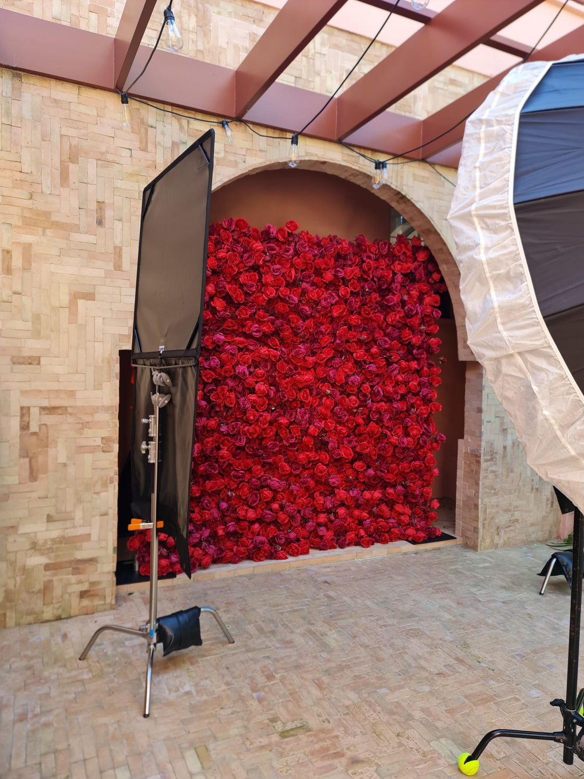 Luxury Red Rose Flower Wall 2.4m x 2.4m for Sydney wedding reception and event backdrop styling, product photo 2