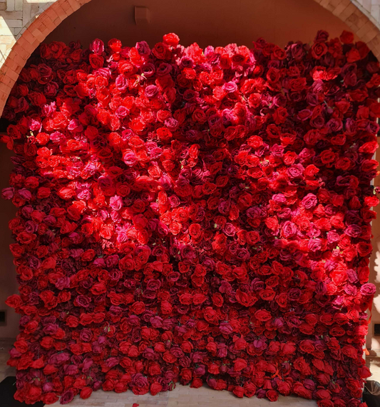 Luxury Red Rose Flower Wall 2.4m x 2.4m for Sydney wedding reception and event backdrop styling, product photo 1