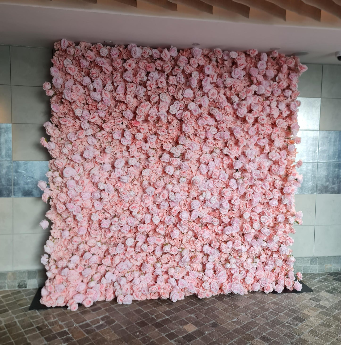 Light Pink Flower Wall | 2.4m x 2.4m Romantic Backdrop Hire