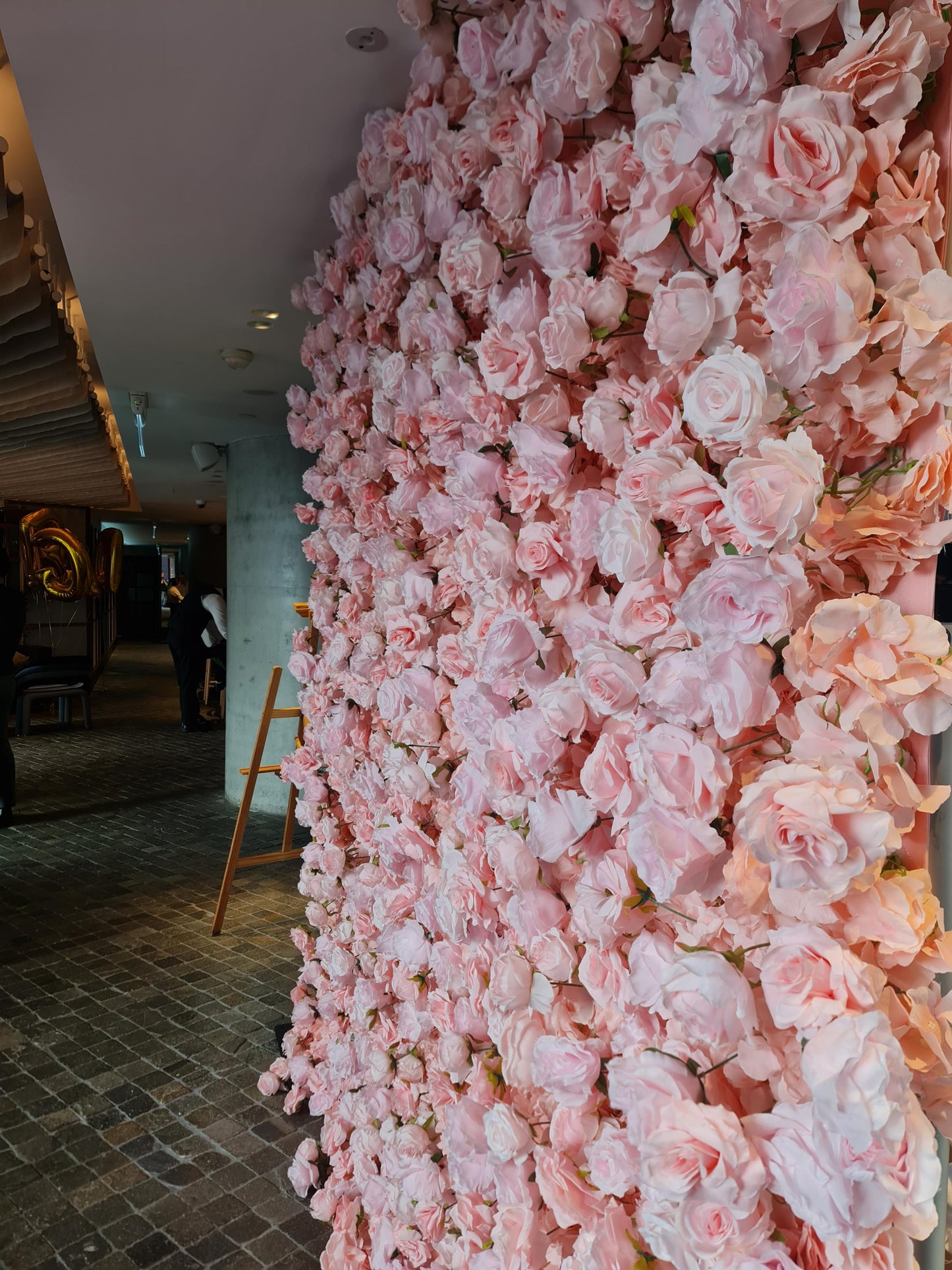 Light Pink Flower Wall | 4.8m x 2.4m Romantic Backdrop Hire
