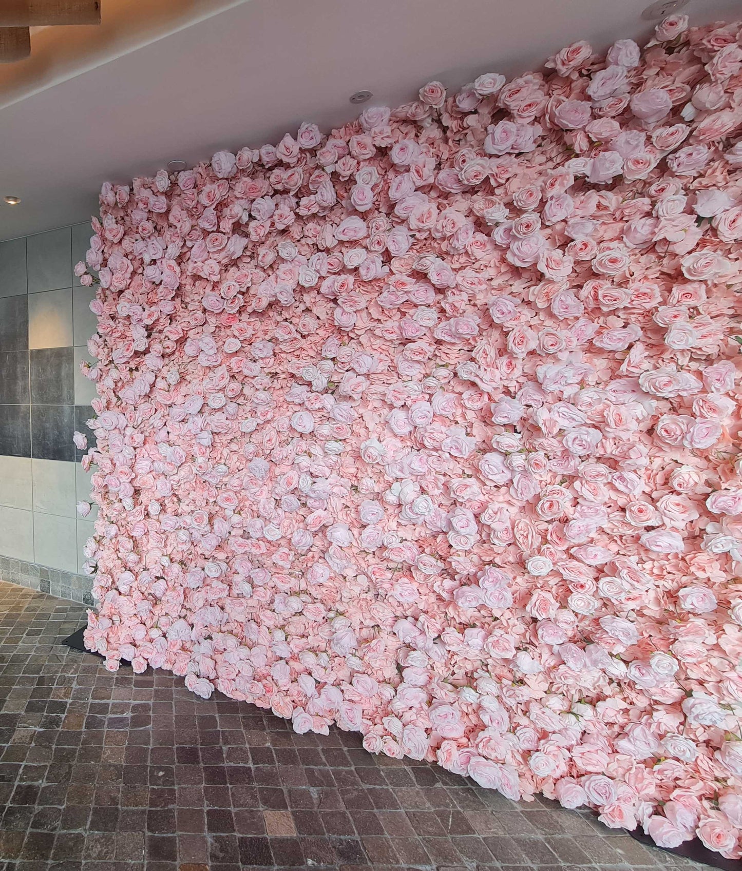 Light Pink Flower Wall | 4.8m x 2.4m Romantic Backdrop Hire