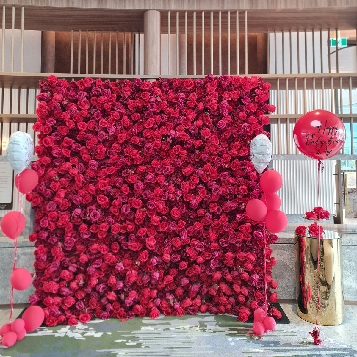 Luxury Red Rose Flower Wall 2.4m x 2.4m for Sydney wedding reception and event backdrop styling, product photo 3