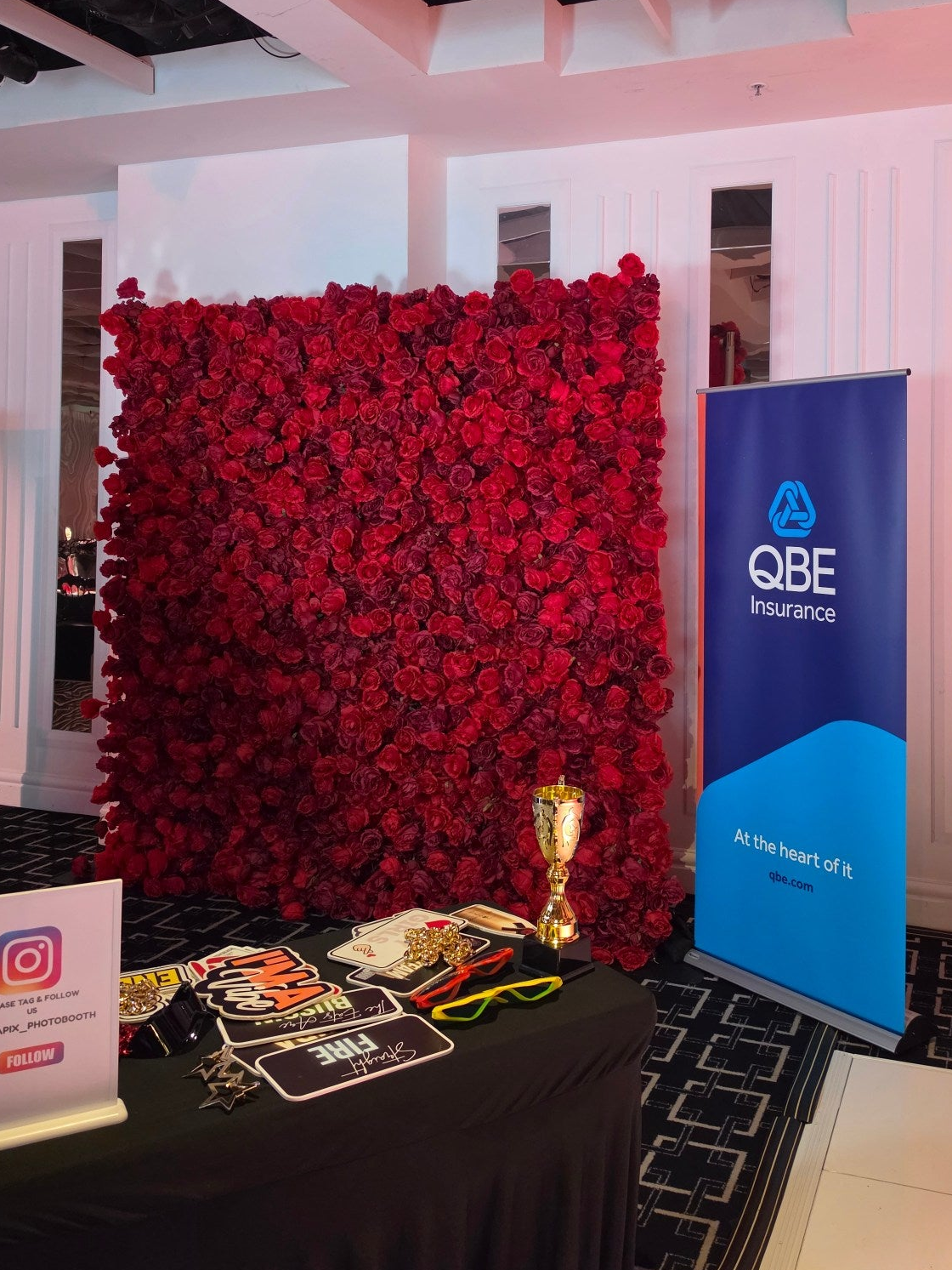 Luxury Red Rose Flower Wall 2.4m x 2.4m for Sydney wedding reception and event backdrop styling, product photo 4