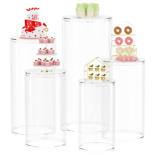 Transparent Acrylic Cake Stands Hire | Set of 3 Clear Displays