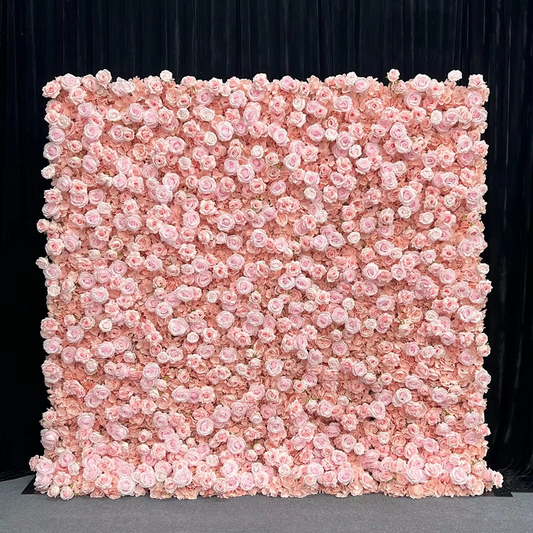 Light Pink Flower Wall | 2.4m x 2.4m Romantic Backdrop Hire