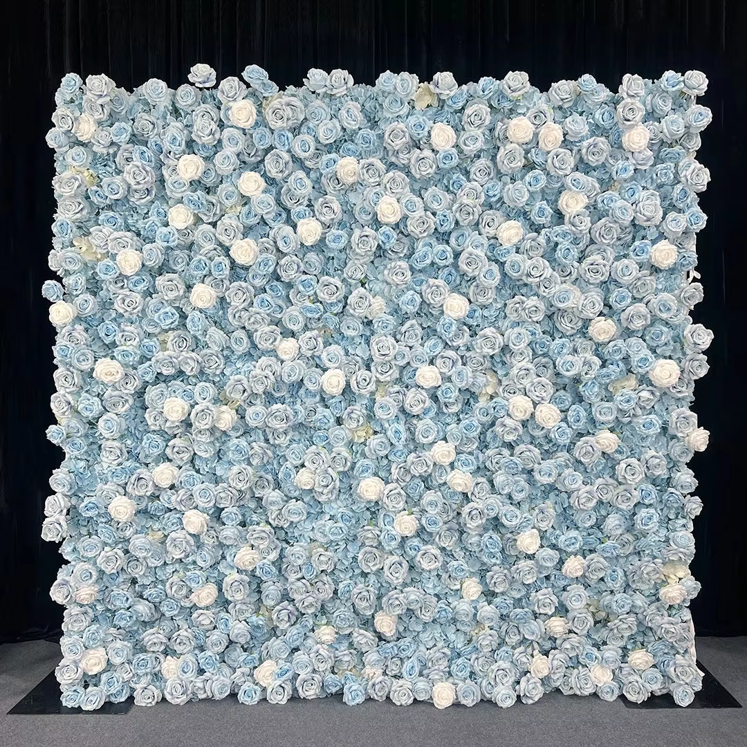 Elegant Blue Flower Wall | 2.4m x 2.4m Backdrop Hire