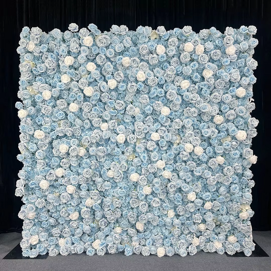 Elegant Blue Flower Wall | 2.4m x 2.4m Backdrop Hire