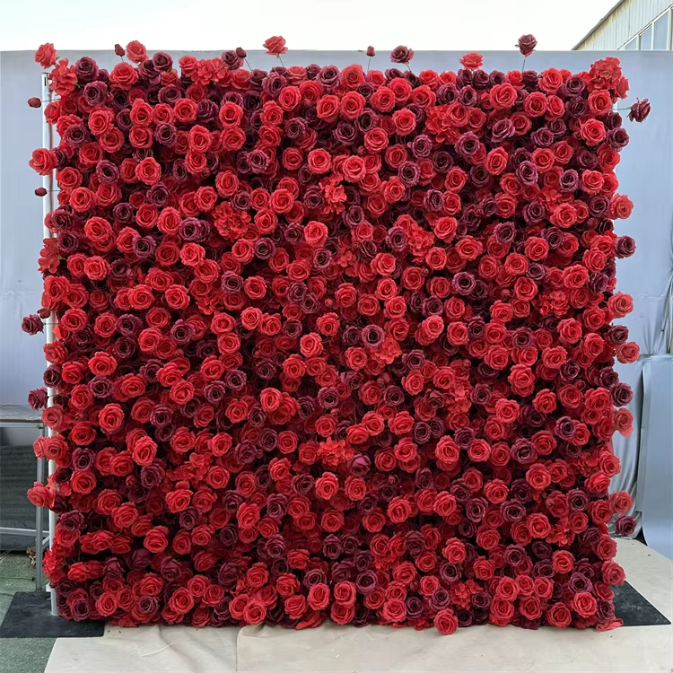 Luxury Red Rose Flower Wall 2.4m x 2.4m