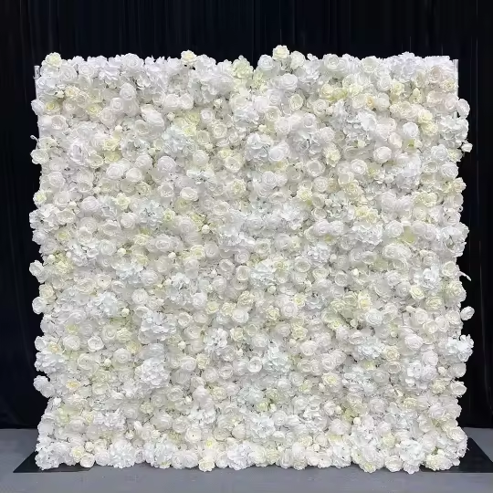 White & Off-White Flower Wall | 2.4m x 2.4m Elegant Backdrop Hire