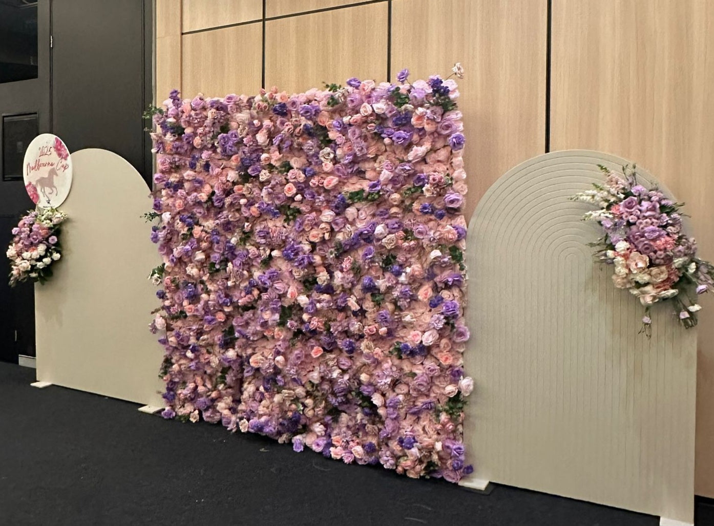 Vibrant Purple & Pink Mixed Flower Wall | 2.4m x 2.4m Backdrop Hire