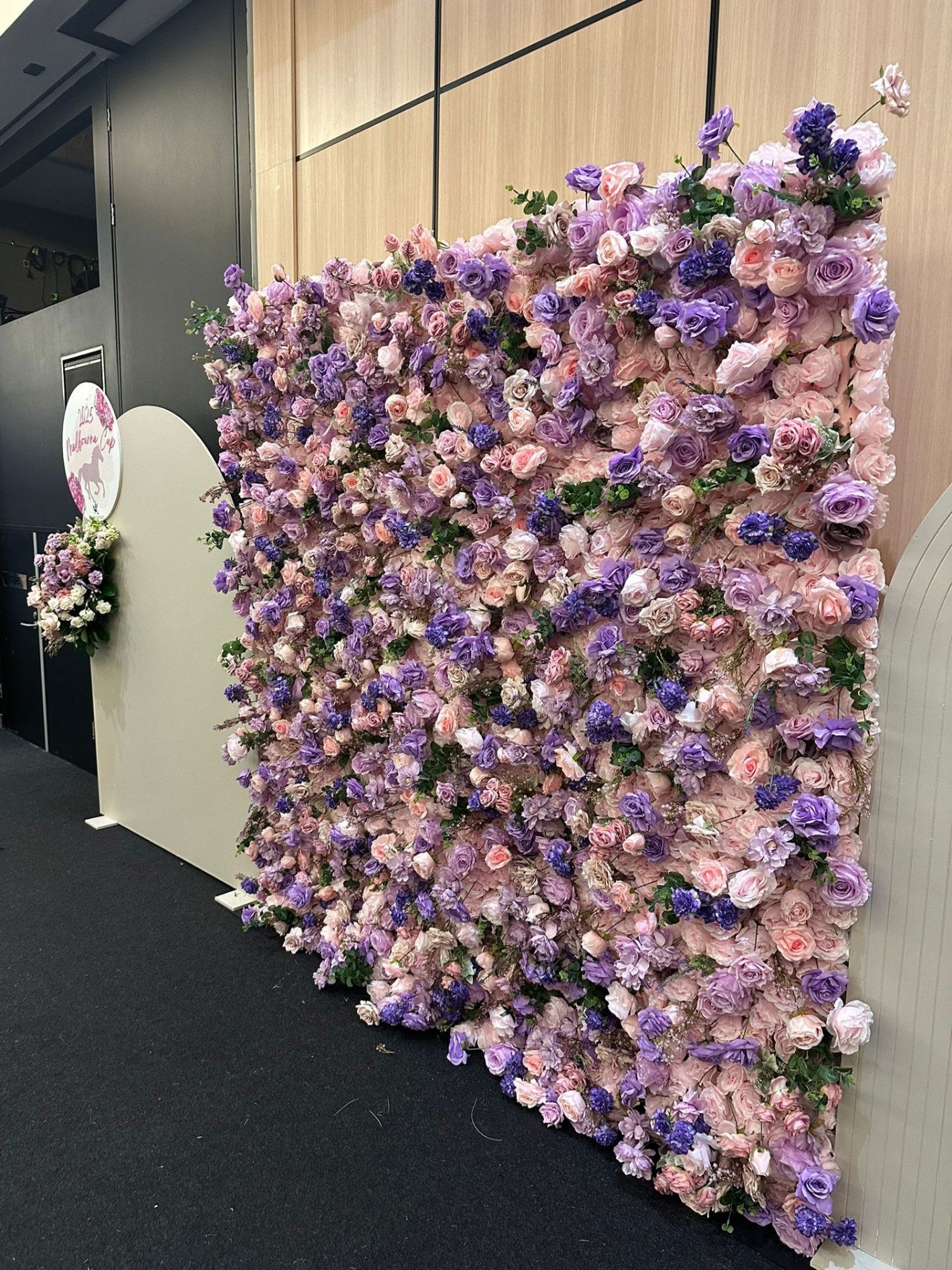 Vibrant Purple & Pink Mixed Flower Wall | 2.4m x 2.4m Backdrop Hire
