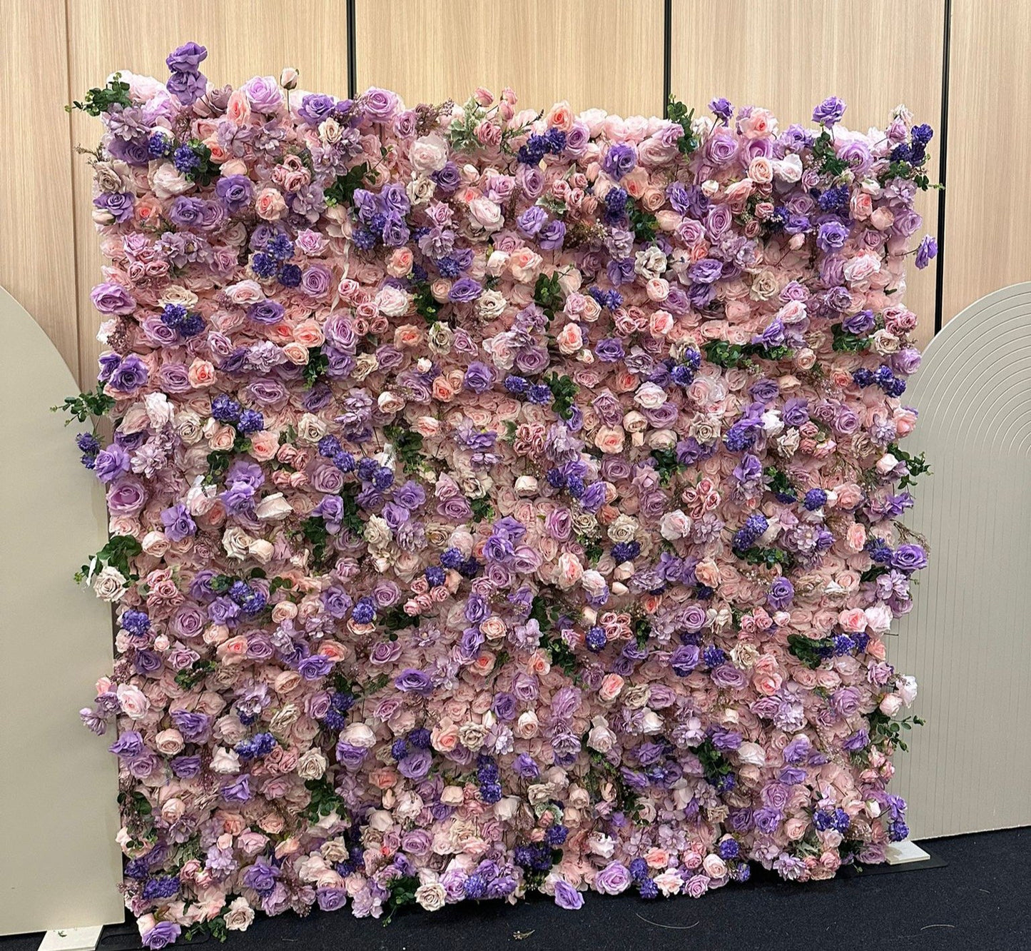 Vibrant Purple & Pink Mixed Flower Wall | 2.4m x 2.4m Backdrop Hire