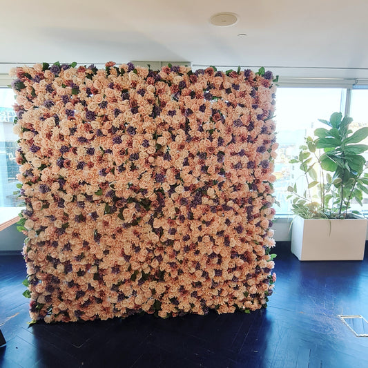 Purple & Pink Flower Wall | 2m x 2m Vibrant Backdrop Hire