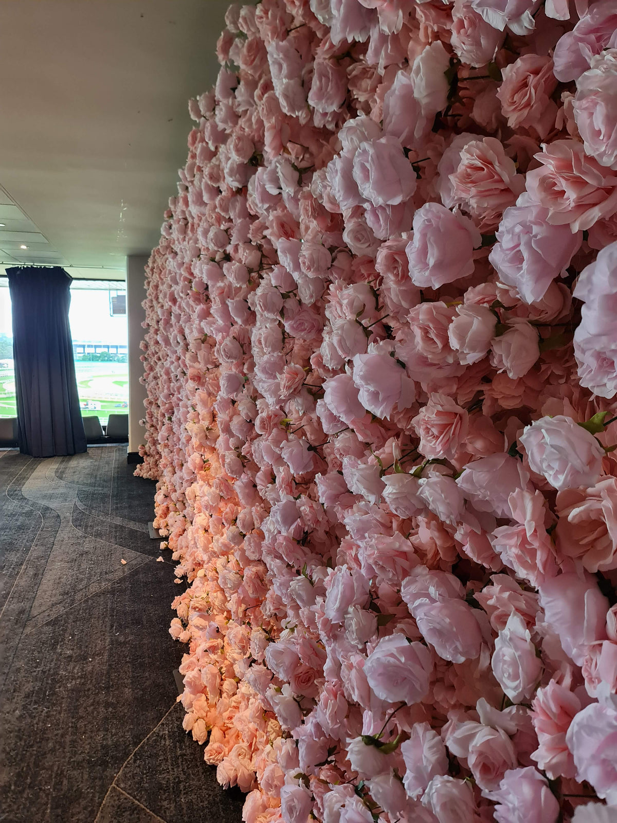 Light Pink Flower Wall Hire Sydney | Romantic Wedding Backdrop 7.2 x 2.4m – OMG Decoration