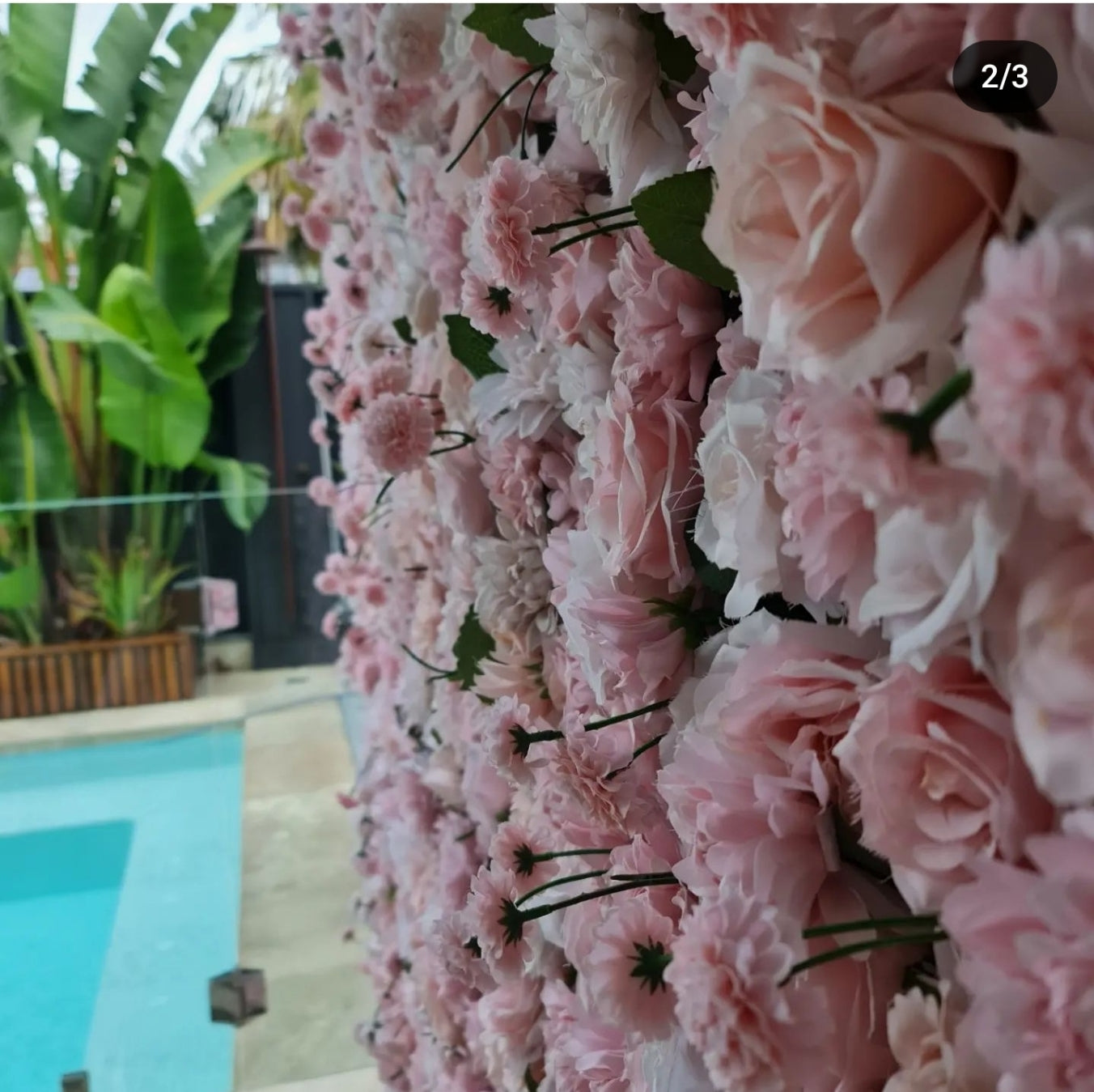 Charming Pink Flower Wall | 2m x 2m Romantic Backdrop Hire
