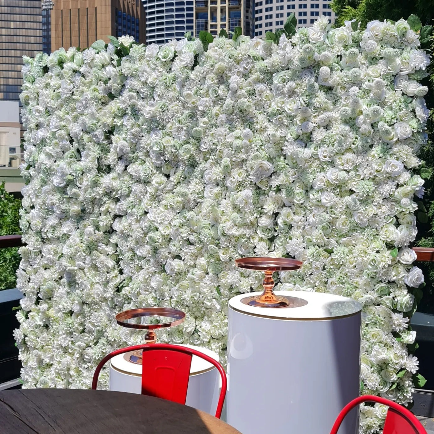 Light Green Flower Wall | 2m x 2m Fresh Backdrop Hire