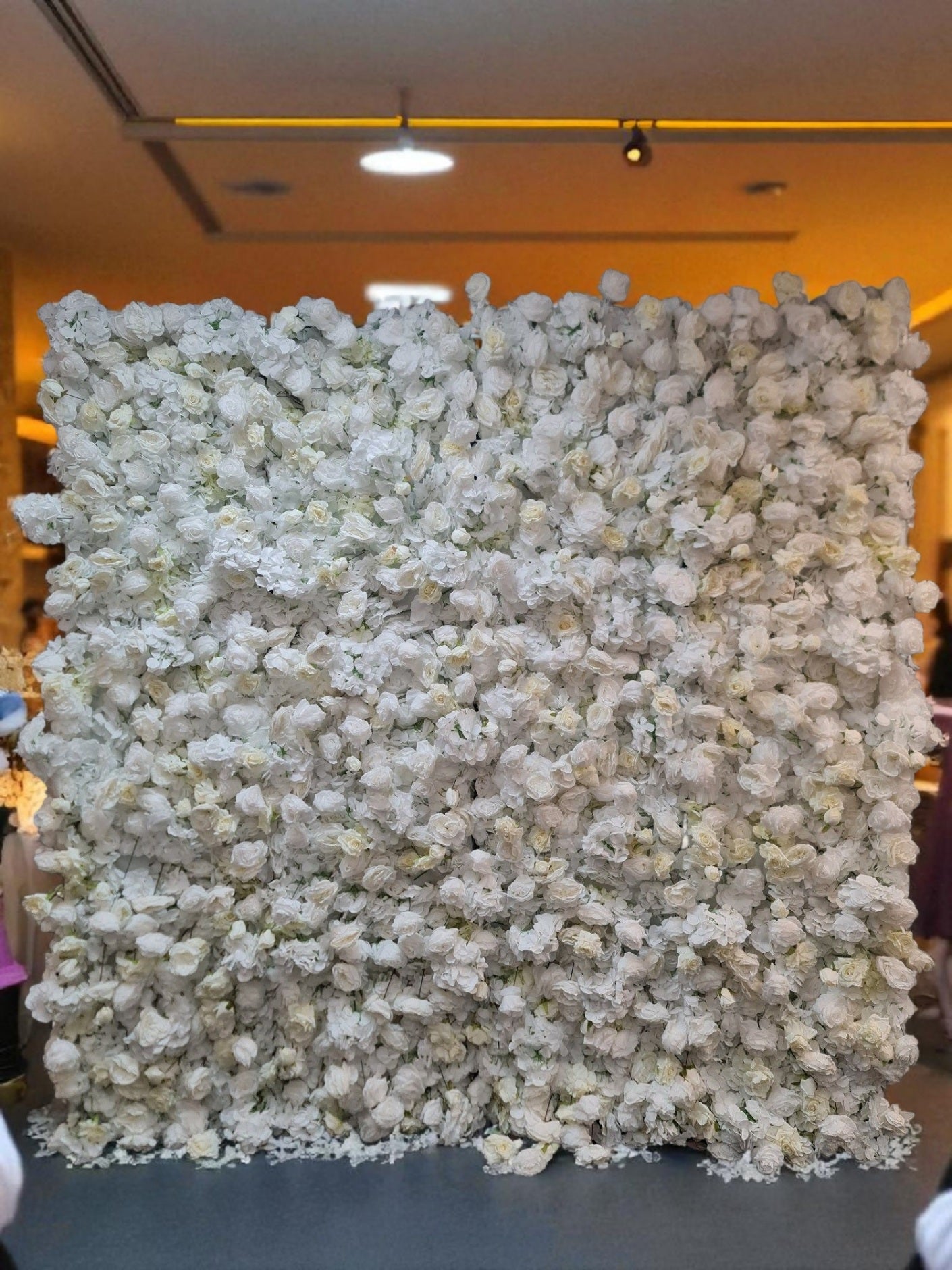 White & Off-White Flower Wall | 2.4m x 2.4m Elegant Backdrop Hire