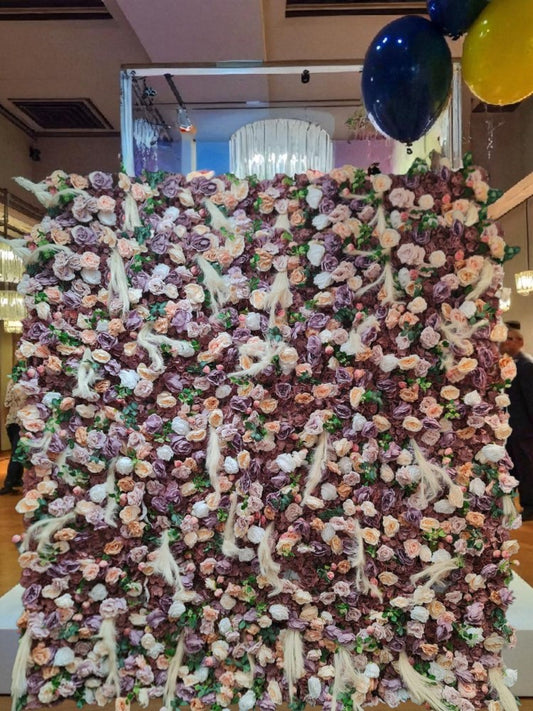 Mixed Colour Flower Wall | 2.4m x 2.4m Vibrant Backdrop Hire