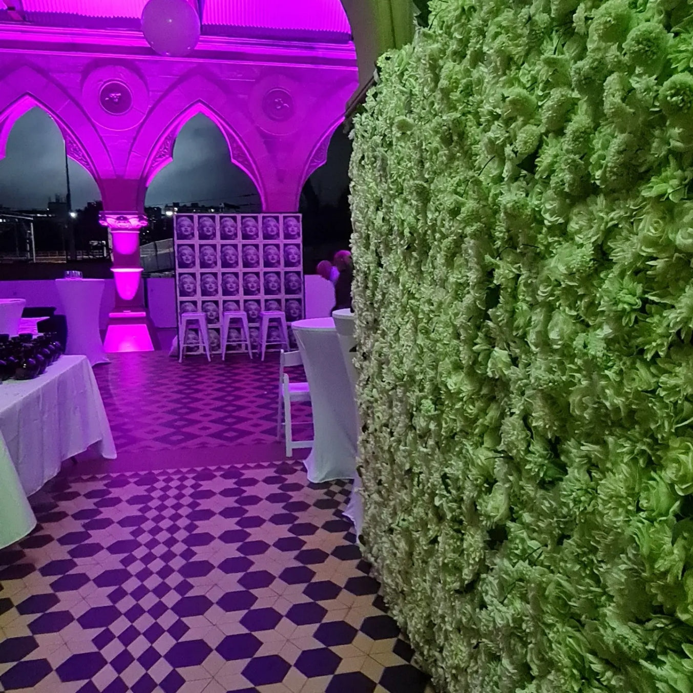 Light Green Flower Wall | 2m x 2m Fresh Backdrop Hire