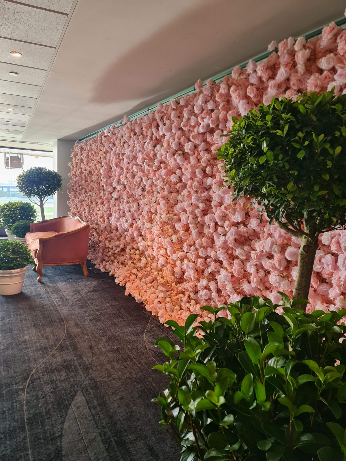 Light Pink Flower Wall Hire Sydney | Romantic Wedding Backdrop 7.2 x 2.4m – OMG Decoration