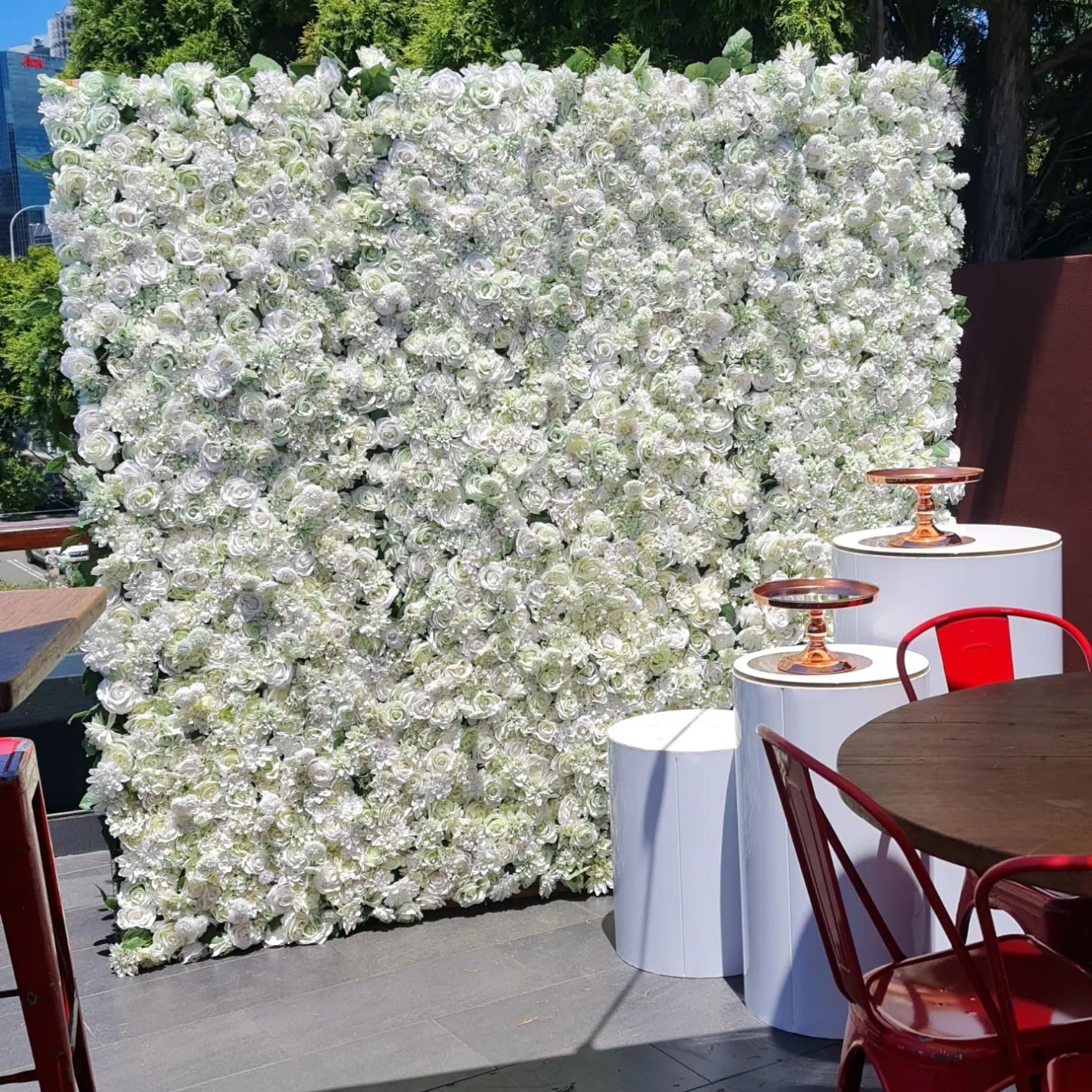 Light Green Flower Wall | 2m x 2m Fresh Backdrop Hire